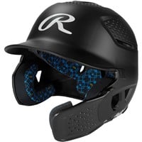 Rawlings RX2 Series Batting Helmet w/ Reversible & Adjustable Jaw Guard, Black