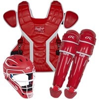 Rawlings Adult Mach Pro Series Catchers Set, Scarlet/White