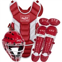 Rawlings Players 3 Series Youth Catchers Set, Scarlet/White