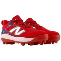 New Balance Youth 3000V7 USA LE Molded Baseball Cleats, Red/White/Blue