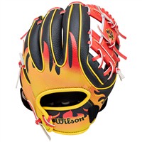 Wilson A200 EZ Catch Fire Fighters 10in Baseball Glove, Black/Red