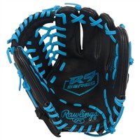 Rawlings Youth R9 Series Contour Fit 11.5in Baseball Glove (R9115U-4BCB), Black/Blue