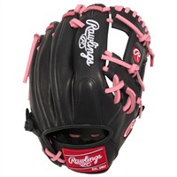 Rawlings Youth R9 Series Contour Fit 11.25in Baseball Glove (R91125U-2BP), Black/Pink