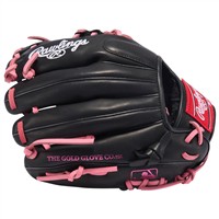 Rawlings Youth R9 Series Contour Fit 11.25in Baseball Glove (R91125U-2BP), Black/Pink