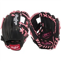 Rawlings Youth R9 Series Contour Fit 11.25in Baseball Glove (R91125U-2BP), Black/Pink