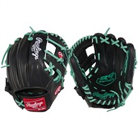 Rawlings Youth R9 Series Contour Fit 11in Baseball Glove (R9110U-2BM), Black/Light Green