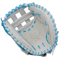 Rawlings Heart of the Hide 33in Fastpitch Catchers Glove, Grey/Blue
