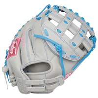 Rawlings Heart of the Hide 33in Fastpitch Catchers Glove, Grey/Blue