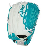 Rawlings Shut Out Series 13in Fastpitch Glove (RSO130W), White/Teal