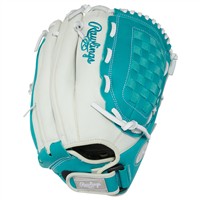 Rawlings Shut Out Series 12.5in Fastpitch Glove (RSO125W), White/Teal