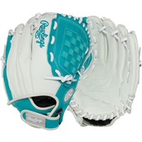 Rawlings Shut Out Series 11.5in Fastpitch Glove (RSO115W), White/Teal