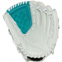 Rawlings Shut Out Series 12in 1st Base Fastpitch Glove (RSOFBM12W), White/Teal