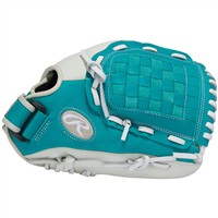 Rawlings Shut Out Series 12in 1st Base Fastpitch Glove (RSOFBM12W), White/Teal