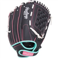 Rawlings Youth Sure Catch 12.5in Fastpitch Glove, Black/Pink
