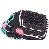 Rawlings Youth Sure Catch 12.5in Fastpitch Glove, Black/Pink