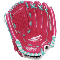 Rawlings Youth Sure Catch 10.5in Fastpitch Glove, Pink/Green