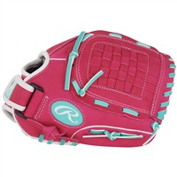 Rawlings Youth Sure Catch 10.5in Fastpitch Glove, Pink/Green