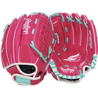 Rawlings Youth Sure Catch 10.5in Fastpitch Glove, Pink/Green