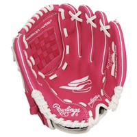 Rawlings Youth Sure Catch 10in Fastpitch Glove, Pink/White
