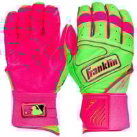 Franklin Youth MLB Powerstrap Infinite Series Batting Gloves, Pink/Green