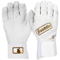 Franklin Youth MLB Powerstrap Infinite Series Batting Gloves, White/Gold
