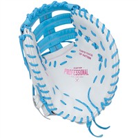 Easton Professional Collection 13in Fastpitch 1st Base Glove (PCFP13-10WCB), White/Light Blue