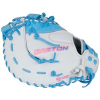 Easton Professional Collection 13in Fastpitch 1st Base Glove (PCFP13-10WCB), White/Light Blue