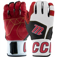 Marucci Adult Blacksmith Batting Gloves, Black/Red