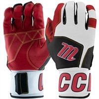 Marucci Youth Blacksmith Batting Gloves, Black/Red