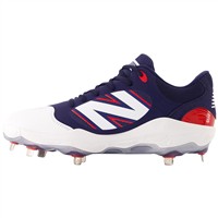 New Balance Mens 3000v7 Metal Baseball Cleats, White/Red/Blue