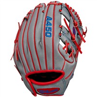 Wilson Youth A450 10.75 Baseball Glove, Grey/Red