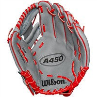 Wilson Youth A450 10.75 Baseball Glove, Grey/Red