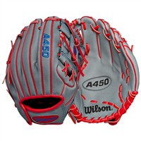 Wilson Youth A450 10.75 Baseball Glove, Grey/Red