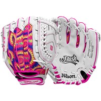 Wilson Youth A440 Flash 11 Fastpitch Glove, White/Pink