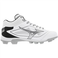 Mizuno Mens Cusion Revo Diamond Mid TPU Molded Cleats, White/Black