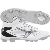 Mizuno Mens Cusion Revo Diamond Mid TPU Molded Cleats, White/Black
