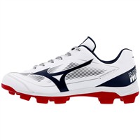 Mizuno Mens Cusion Revo Diamond Low TPU Molded Cleats, White/Red/Blue