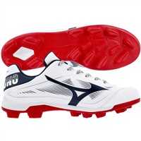 Mizuno Mens Cusion Revo Diamond Low TPU Molded Cleats, White/Red/Blue