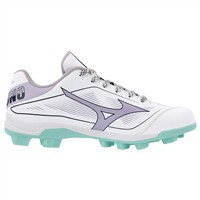 Mizuno Womens Cushion Revo Finch TPU Molded Cleats, White/Purple