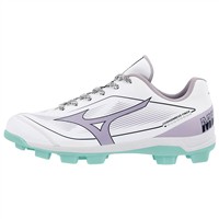 Mizuno Womens Cushion Revo Finch TPU Molded Cleats, White/Purple