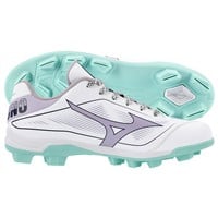 Mizuno Womens Cushion Revo Finch TPU Molded Cleats, White/Purple