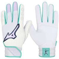 Mizuno Womens Finch Fastpitch Batting Gloves, White/Lavender