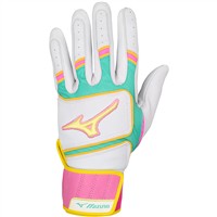 Mizuno Adult Pro Select Batting Gloves, White/Teal