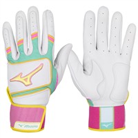 Mizuno Adult Pro Select Batting Gloves, White/Teal