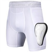 Champro Youth Take-Out Sliding Shorts w/Cup, White