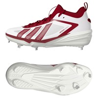 adidas Mens adizero Impact 3.0 Metal Cleat, White/Red