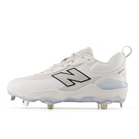 New Balance Womens Velo V5 Metal Cleats, White/Light Blue