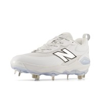 New Balance Womens Velo V5 Metal Cleats, White/Light Blue
