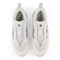 New Balance Womens Velo V5 Metal Cleats, White/Light Blue