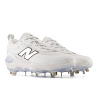 New Balance Womens Velo V5 Metal Cleats, White/Light Blue